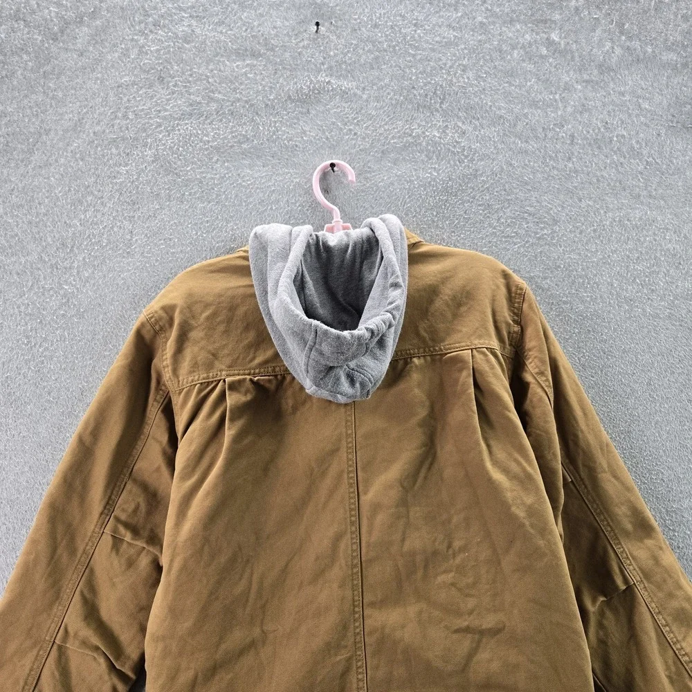 Dickies Men Jacket M Brown Work Water Repellent Duck Hooded Shirt Jacket